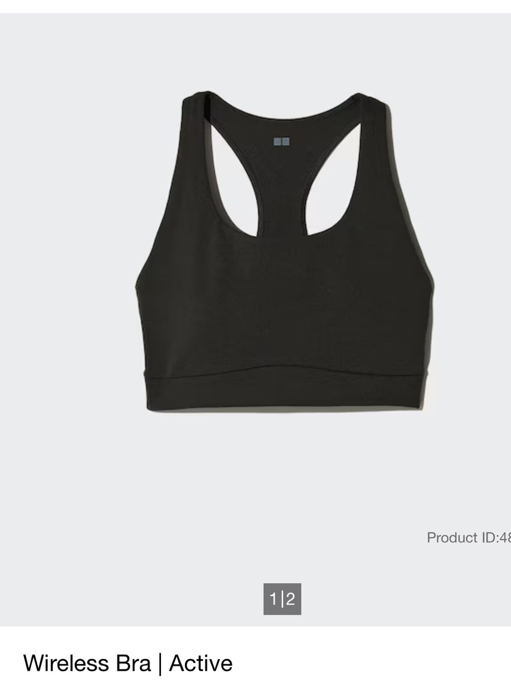 UNIQLO Wireless Bra Black Racerback Sports Bra - Smooth Seamless Design